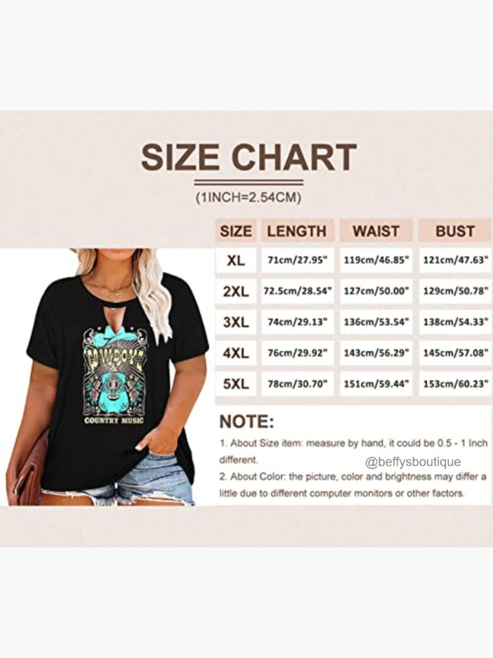 Plus Size Whiskey Country Music V Neck Keyhole Tee Tunic - Picture 6 of 7